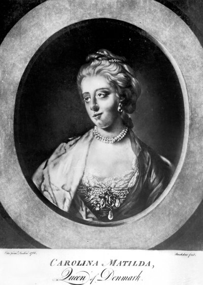 Caroline Mathilde, Reine de Danemark et de Norvège, gravée par Brookshaw - Francis Cotes